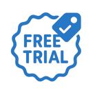 blue icon that represents free trial